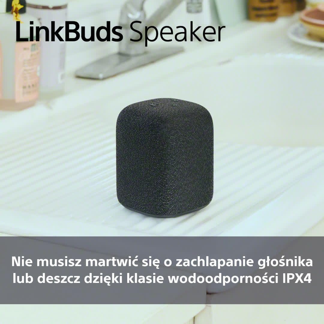 Sony LinkBuds Speaker przenośny bezprzewodowy głośnik Bluetooth ze stacją ładującą, IPX4, wodoodporny, 25-godzinny akumulator, jakość dzwonka, głośnik domowy, szary