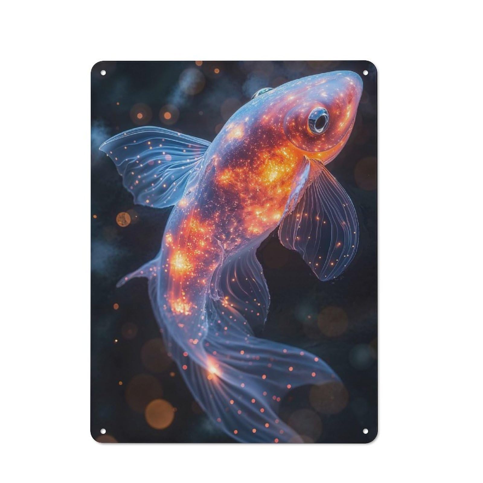 Junmoney Cosmic Goldfish For Garden Room Or Summerhouse, Vintage Tin Sign 40X30cm, For Display In Garden Rooms And Summerhouses