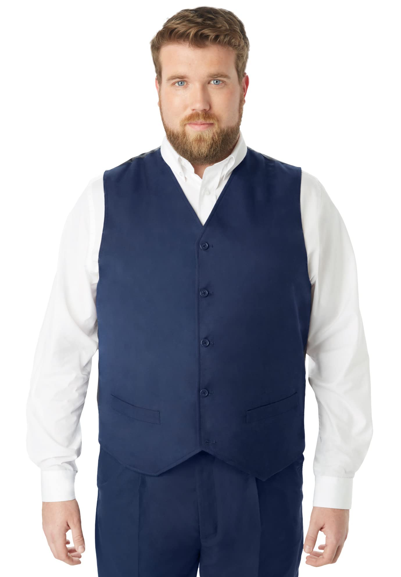 KS Signatureby Kingsize Men's Big & Tall Easy Movement 5-Button Suit Vest - Big - 70, Navy