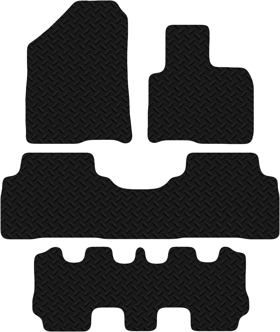 Carsio Car Mats For Kia Sorento 2015+ Onwards 7 Seater 3mm 4pc Set Tailored Fit Rubber Floor Mat Complete Accessory Black Custom Fitted - Anti-Slip Backing, Heavy Duty & Waterproof