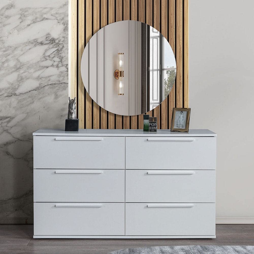 Danube Home Serenity Dresser With Mirror | Durable Vanity Table|Dressing Makeup Desk With Storage| Modern Design Bedroom Furnitures L 139 X W 41 X H 82 cm - White/Black