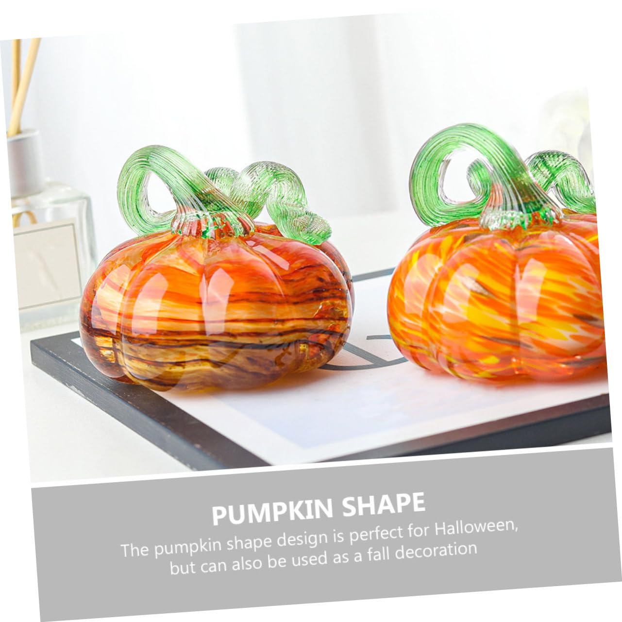 Design Realistico di Zucca Artificiale in Cristallo, Facile da Pulire, Ornamento da Tavolo per Halloween, Decorazione Autunnale, Decorazione per la casa di Halloween, Accento Deco