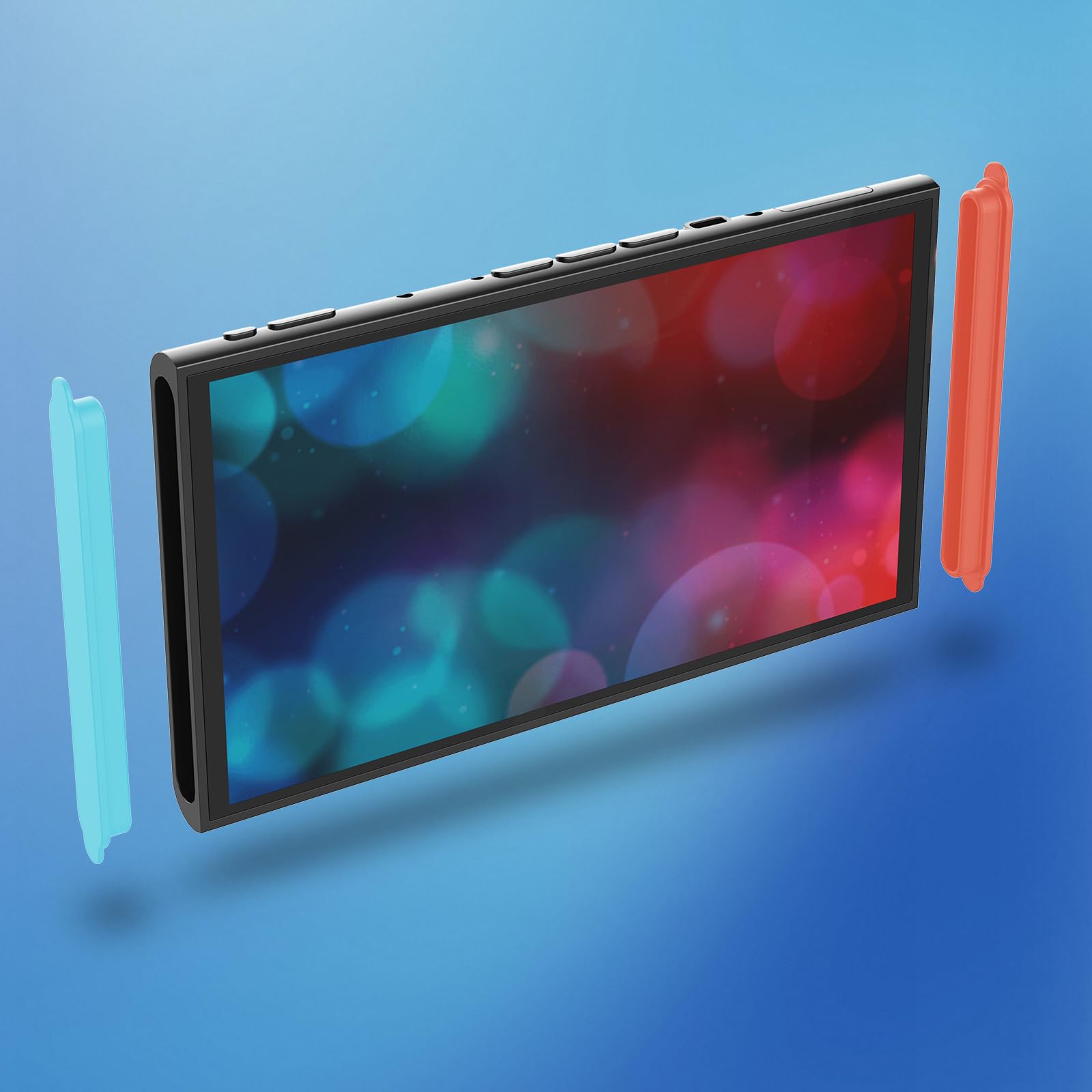 Hzxkqmil Bouchons Anti-poussière en Silicone pour Nintendo Switch 2 (2025) | Bouchons Anti-poussière Souples Bouchons de Protection Latéraux Bande Décorative pour Switch 2 Console, Bleu + Orange