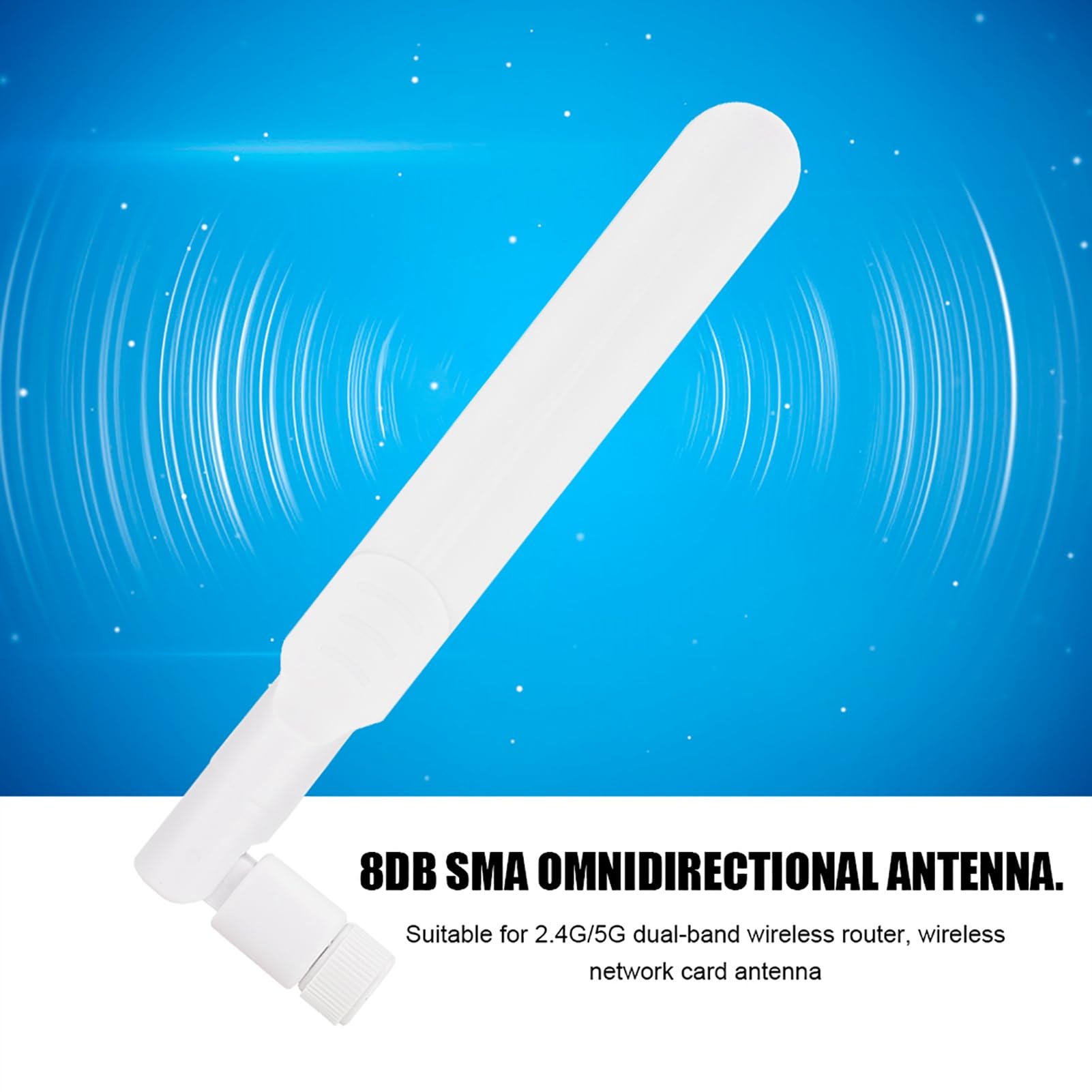 Fydun Twin Band 2.4Ghz 5Ghz 8Dbi SMA Antenna Omnidirectional for Router Wi Community Card (White)