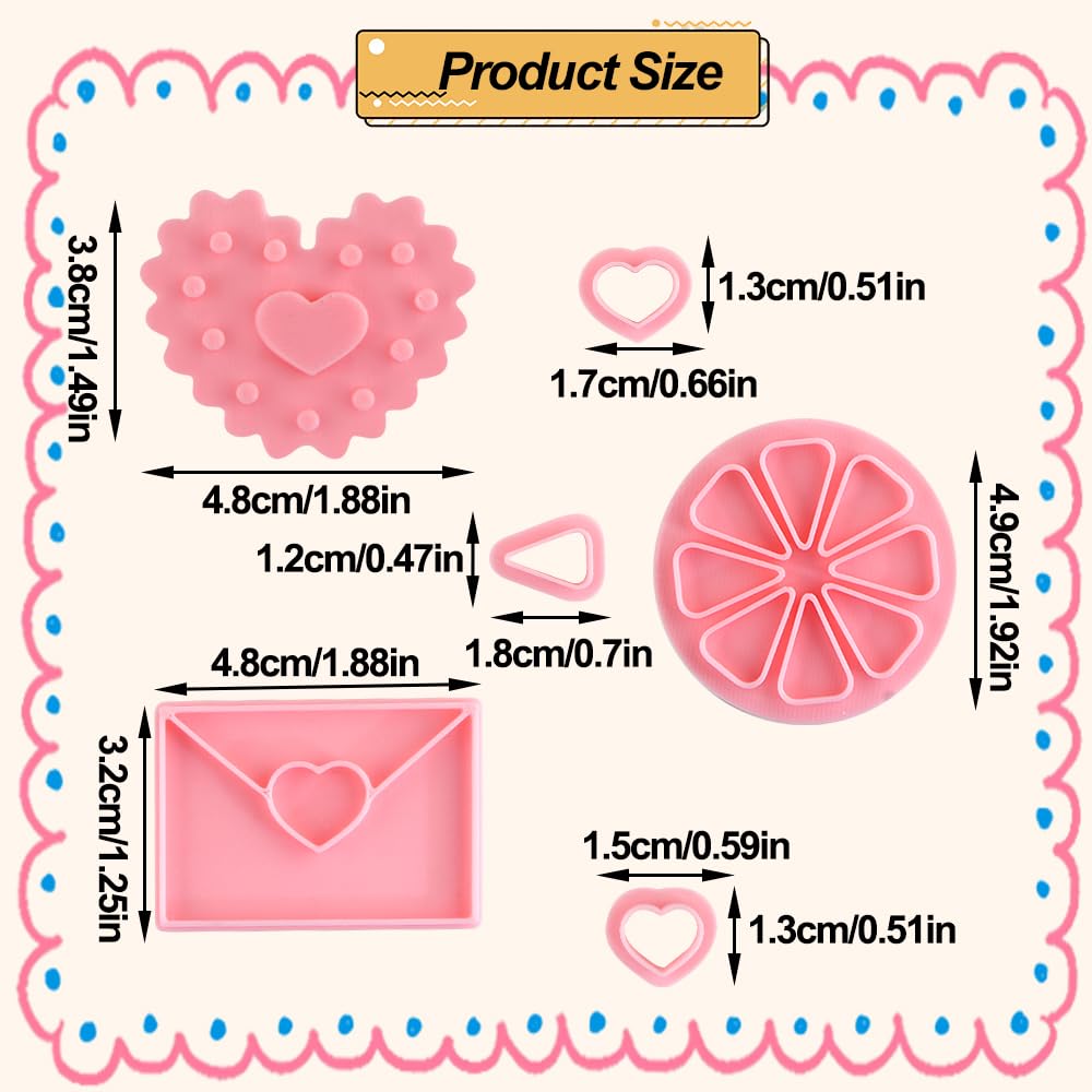 3pcs Mini Herz Ausstechformen Set Zitrone Umschlag Herz Ausstechformen für Kinder & Erwachsene Hochzeit Kunststoff 3D Ausstechformen Set Fondant Stempel Keksformen DIY Backwerkzeug