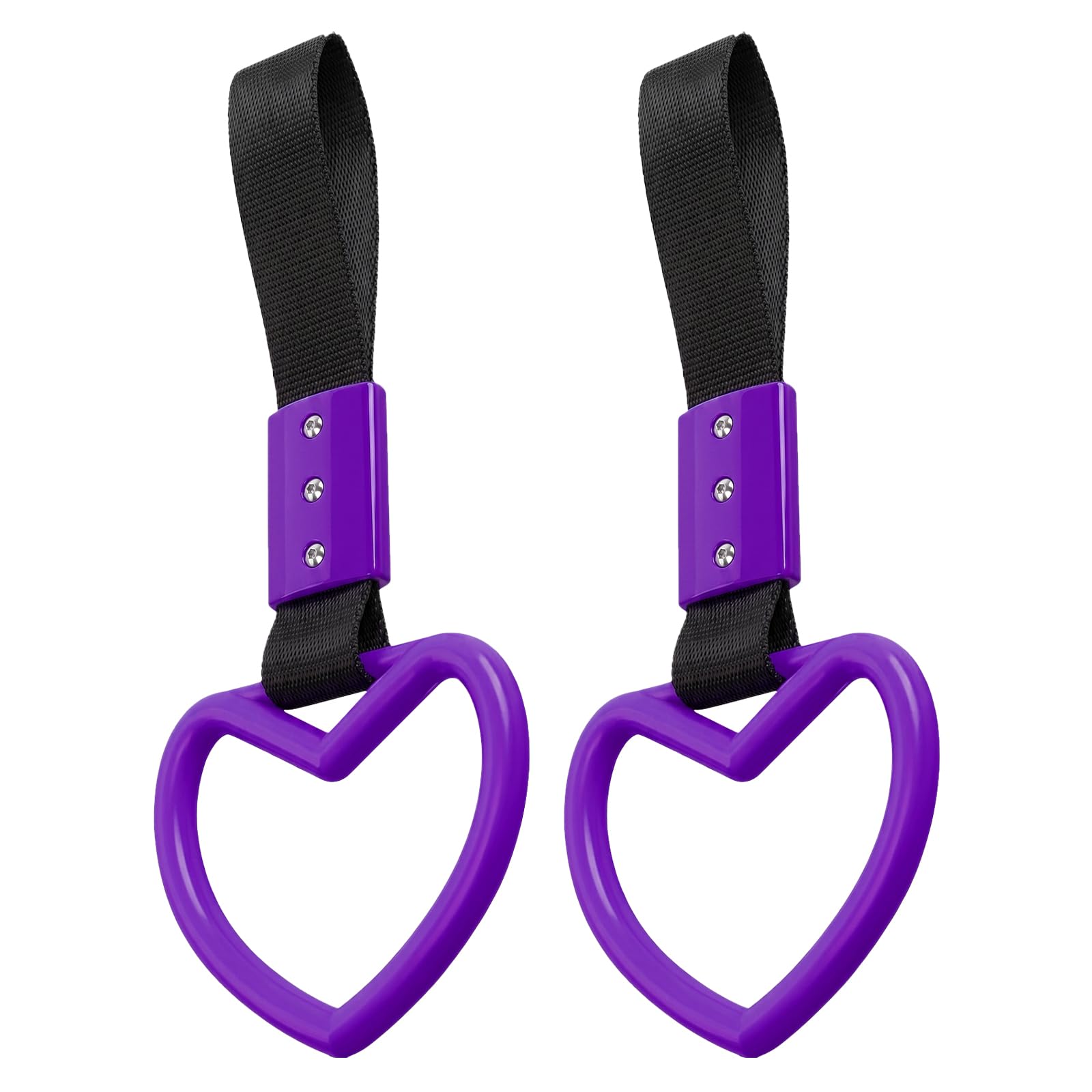 2PCS Heart Shaped Car Handle Straps, Rear Bumper Warning Keychain Ring for Car Exterior Accessories (Purple)