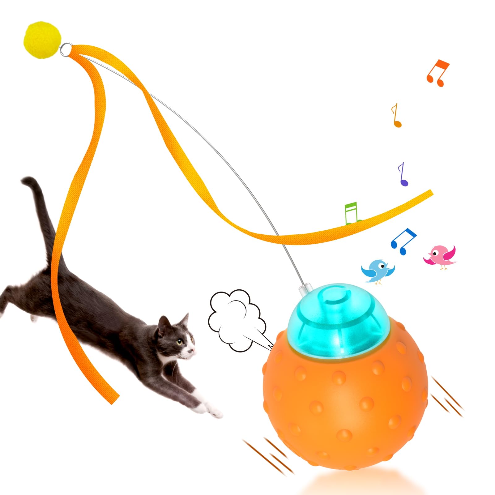 Muhhiba Interactive Cat Toys Balls, Automatic Moving Cat Toys for Indoor Cats, Self Rotating Ball with Motion Activated, E...