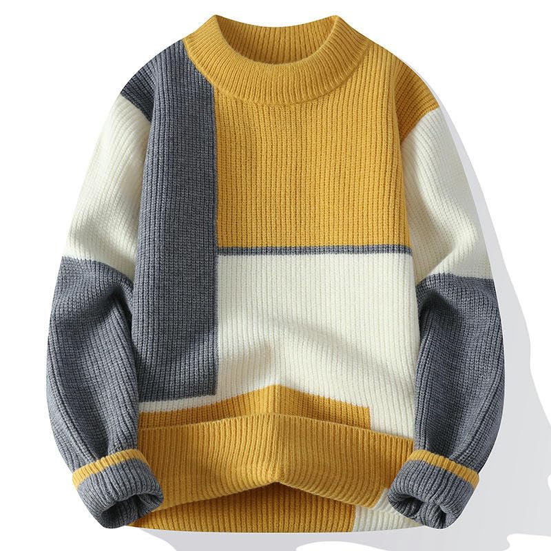 Pull en tricot à col rond pour homme idéal en hiver