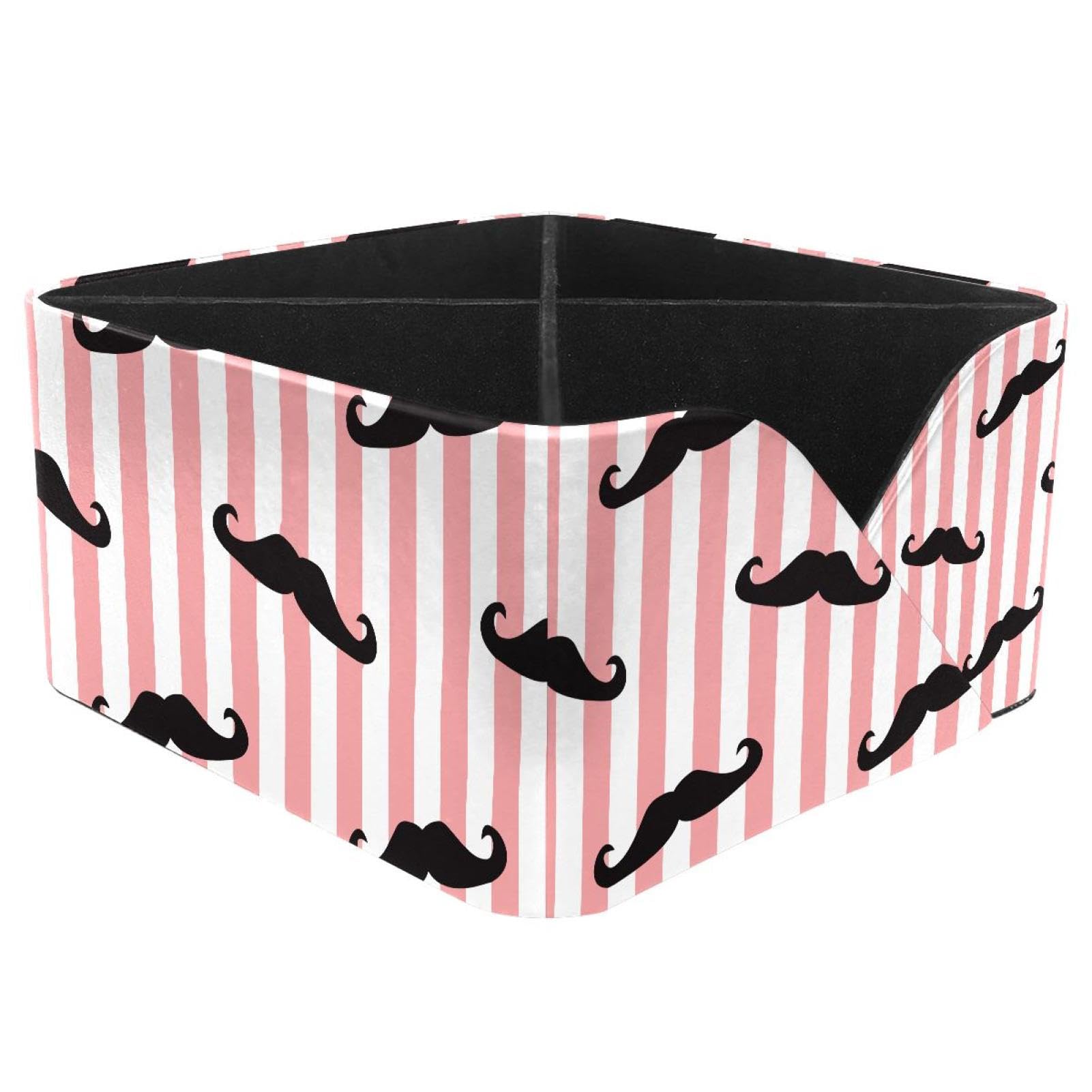 KengjuTesu Stripes Mustaches Desktop Organizer Pen Holder, Rectangular Pencil Cup for Office, Study and Makeup Stations