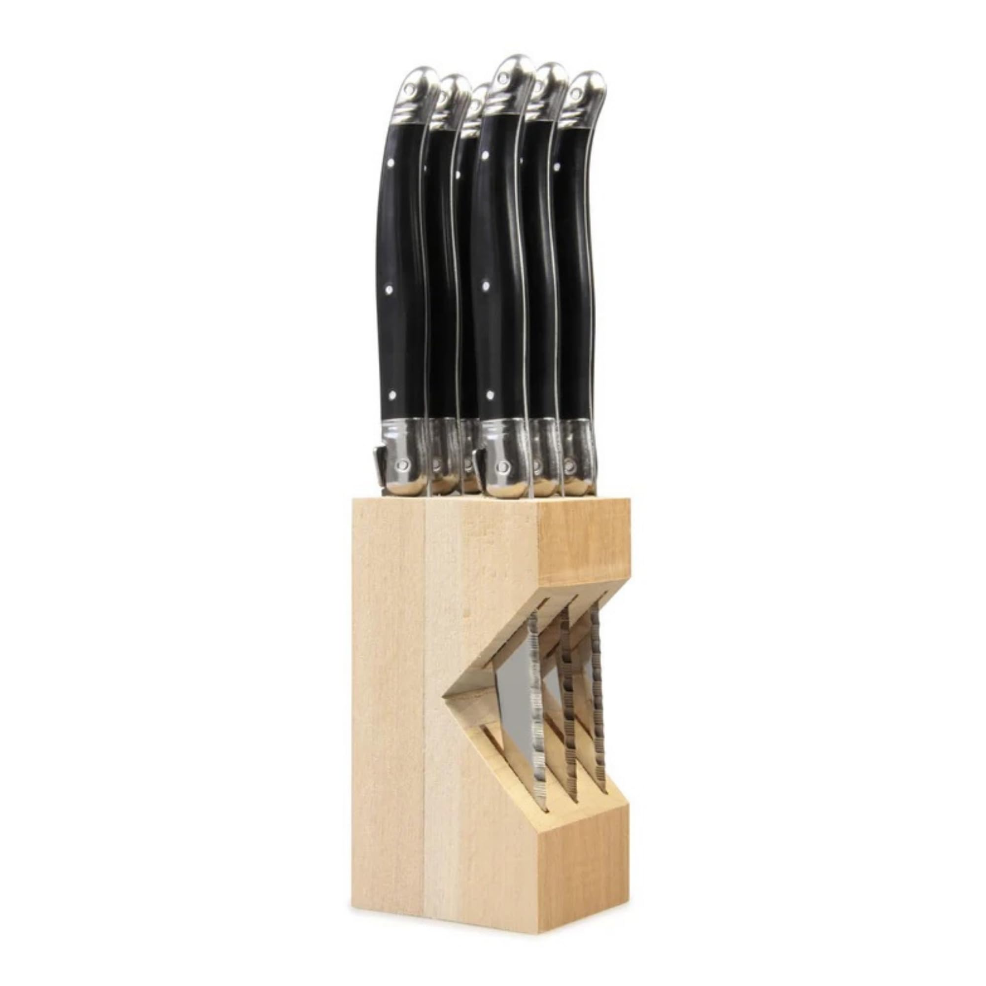 Andre Verdier Laguiole Steak Knife Set of 6 Premium Stainless Steel - Sharp Serrated Knife Set, Made in France