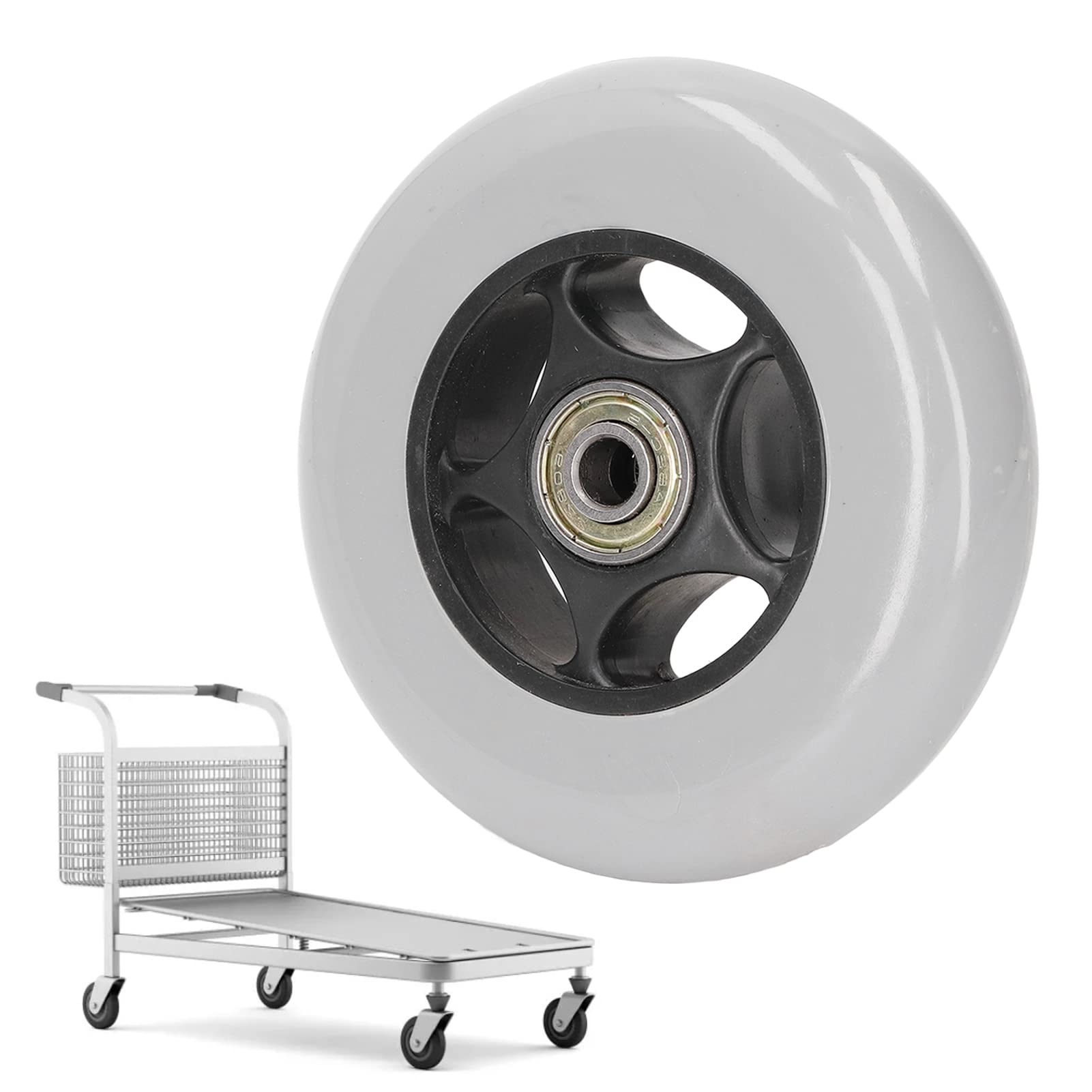 Rueda de andador, rueda de silla de ruedas de goma de 4 pulgadas, pieza de repuesto de rueda de andador de bajo ruido para andador gris, accesorios de rueda de repuesto universales para silla de rueda