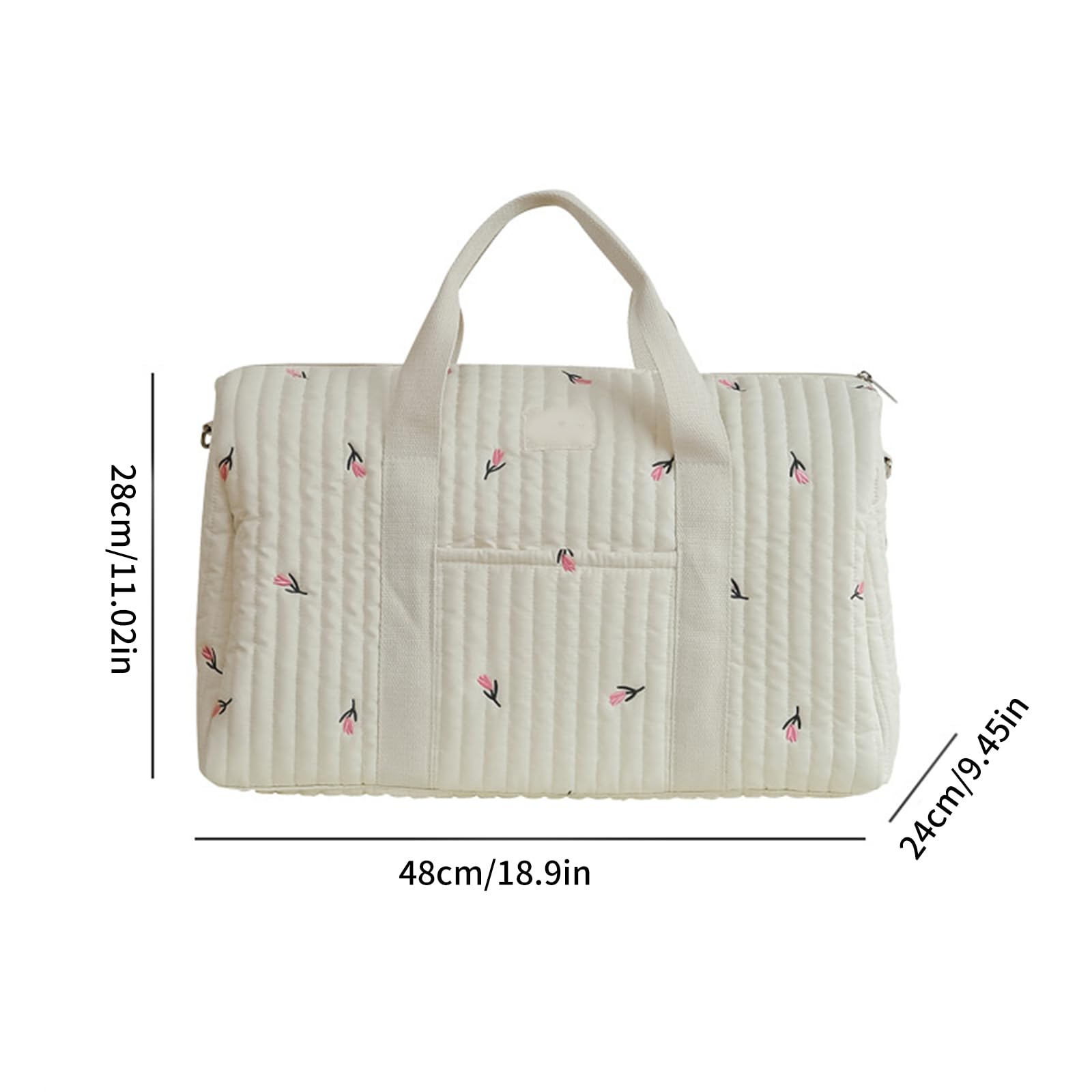 Amplia bolsa de pañales para mamá, bolsa de tela suave con detalles bordados para viajes y uso diario