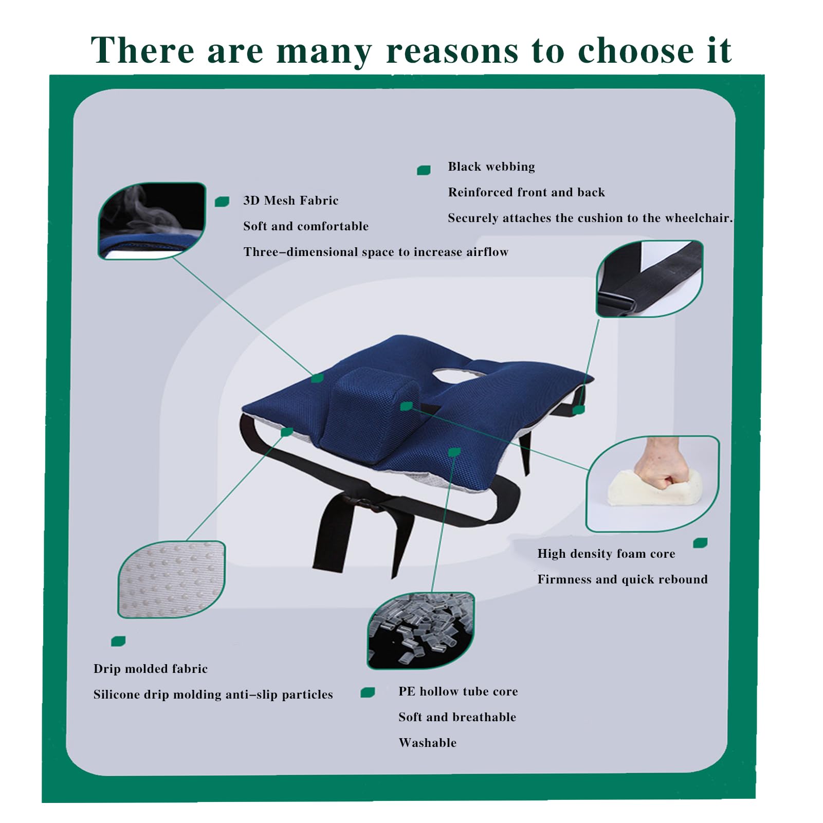 Cojín para silla de ruedas con cinturón de seguridad, diseño antideslizante para personas mayores, evita el deslizamiento hacia adelante, facilita el posicionamiento, la transferencia y alivia la