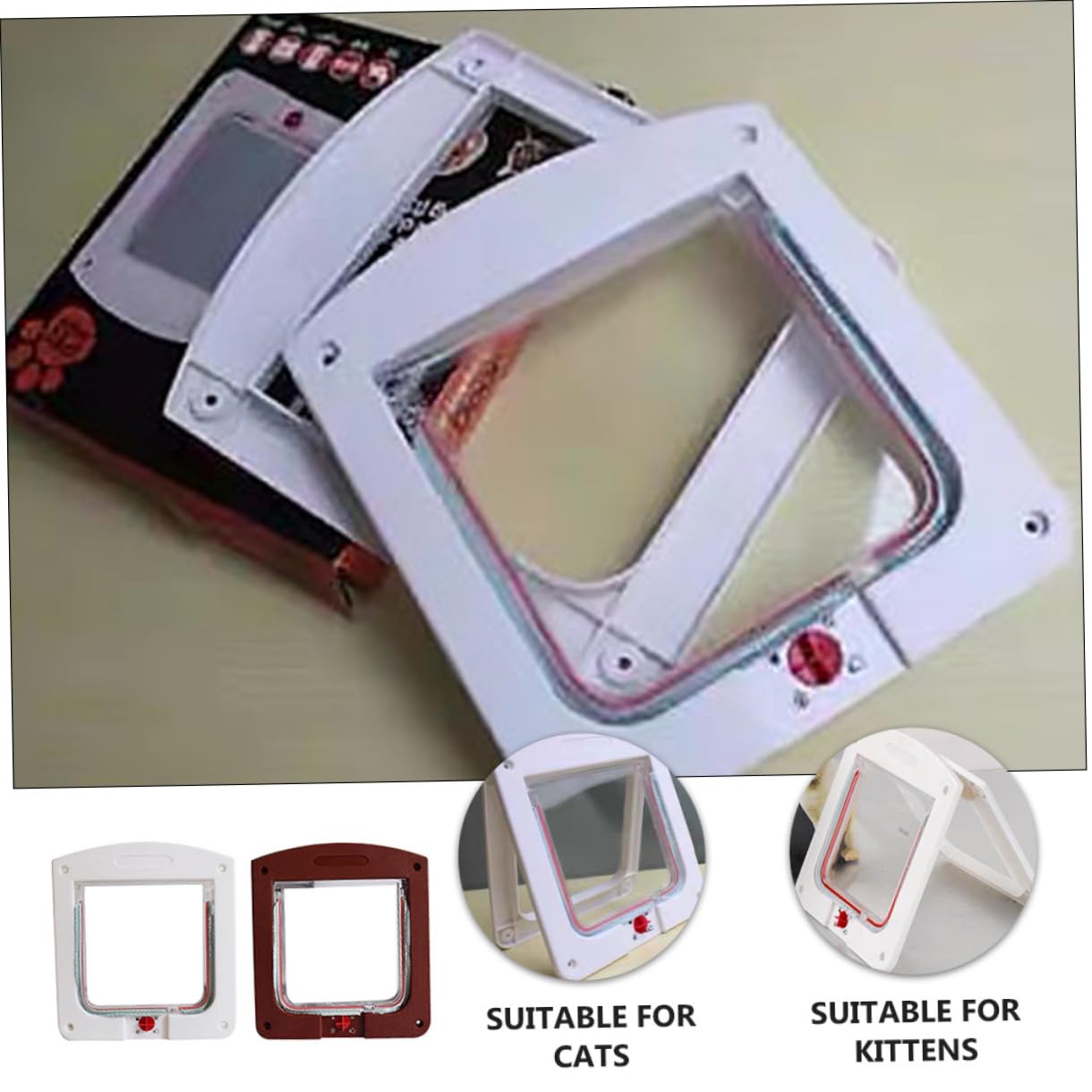 2pcs Portes à Chatière pour Chat et Petit Chien, Facile à Installer, Résistantes la Corrosion, en Abs et Acrylique, Porte D'entrée/Sortie Contrôlable pour Animaux Domestiques