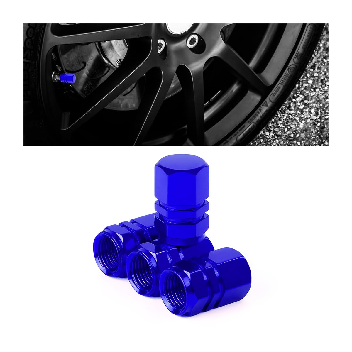 Osilly 4PCS Aluminum Tire Valve Stem Caps, Blue