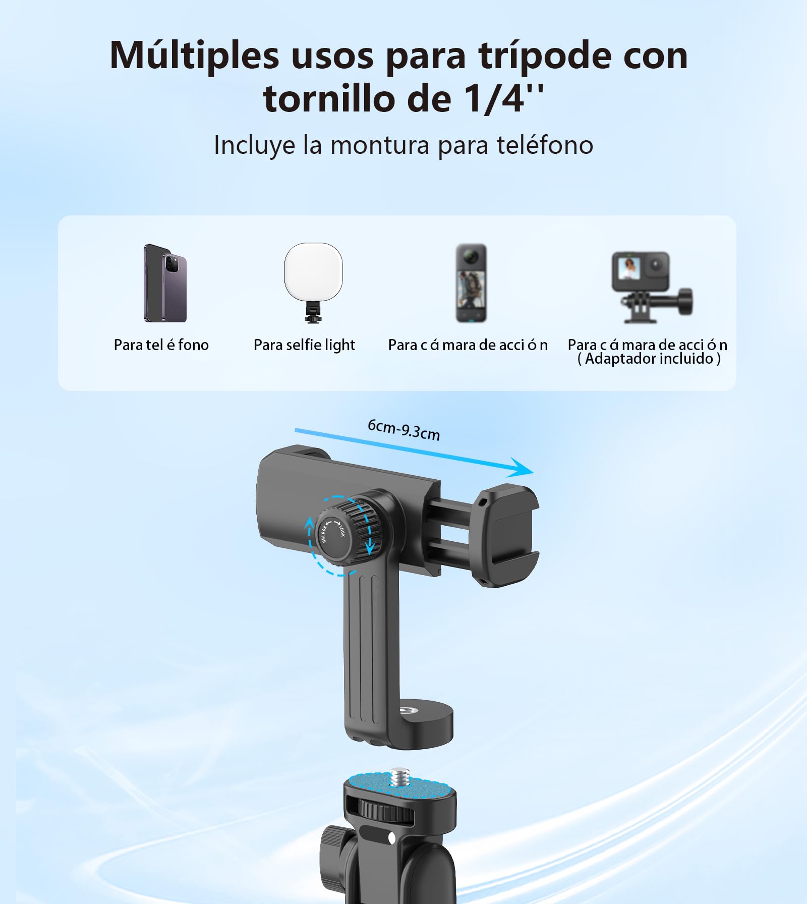 173cm Palo Selfie Tripode para Movil para Cámara Acción,Todo-En-1 Trípode Teléfono con Mando,Soporte de Iluminación Extensible de Aleación de Aluminio con Rosca de 1/4"&Montura para Zapata Fría-Nergo