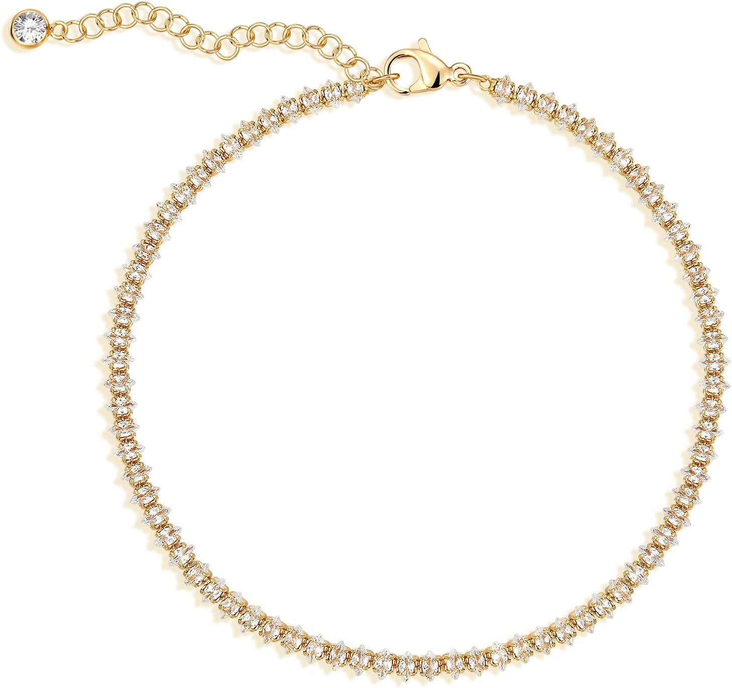 Gold Ankle Bracelets for Women | 14K Gold Plated, Adjustable Link Anklets, Summer Jewelry Gift