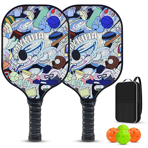 Mykuja Juego De 2 Palas De Pickleball De Fibra De Vidrio Con 4 Bolas De Pickleball, 1 Bolsa De Pickleball, Palas De Pickleball Regalos De Pickleball Mykuja Juego De 2 Palas De Pickleball De Fibra De Vidrio Con 4 Bolas De Pickleball, 1 Bolsa De Pickleball, Palas De Pickleball Regalos De Pickleball