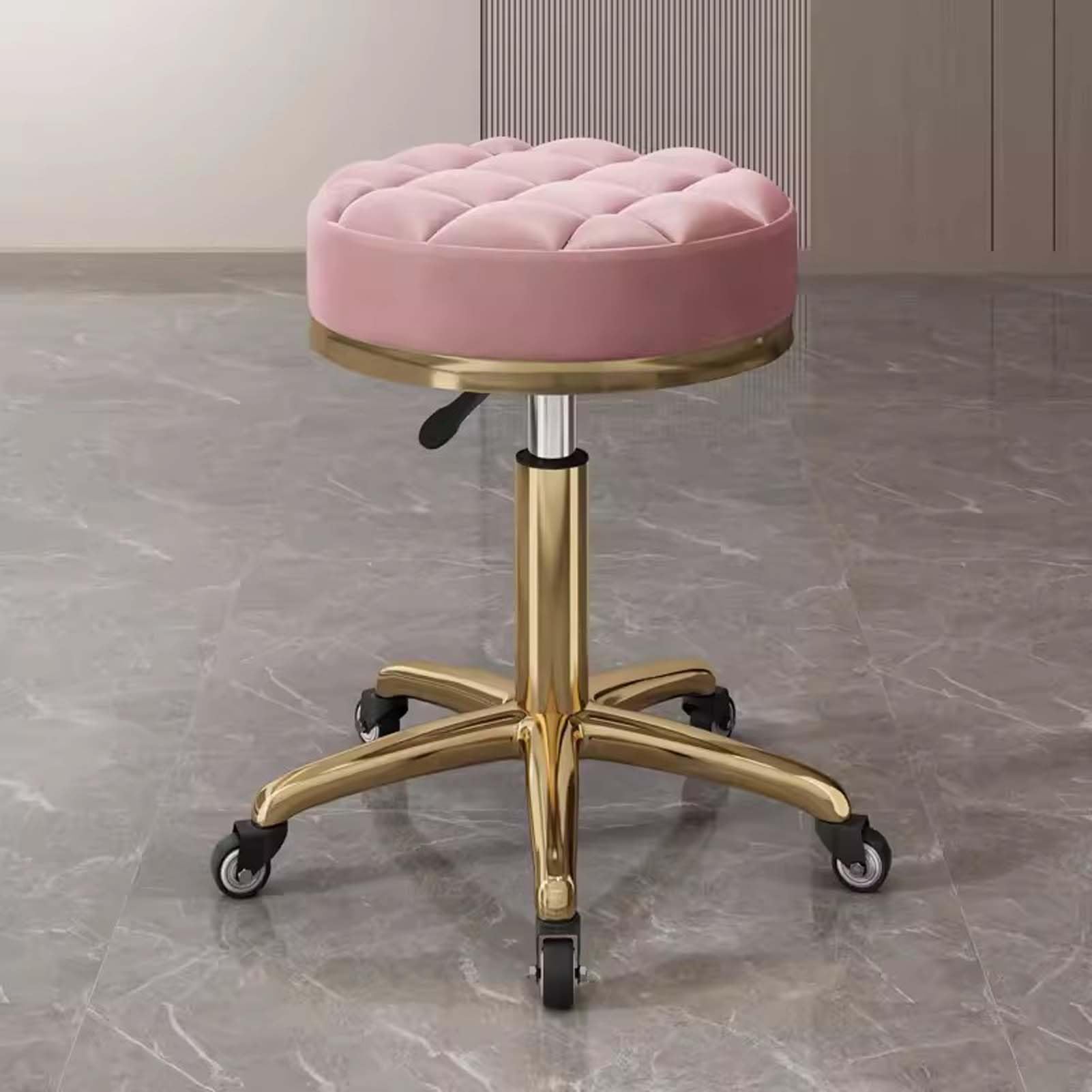 Taburete Redondo De Cuero PU con Ruedas, Taburete Giratorio con Ajuste De Altura para El Hogar Y La Oficina, Taburetes De Masaje para Cocina Y Laboratorio De Dibujo (C)