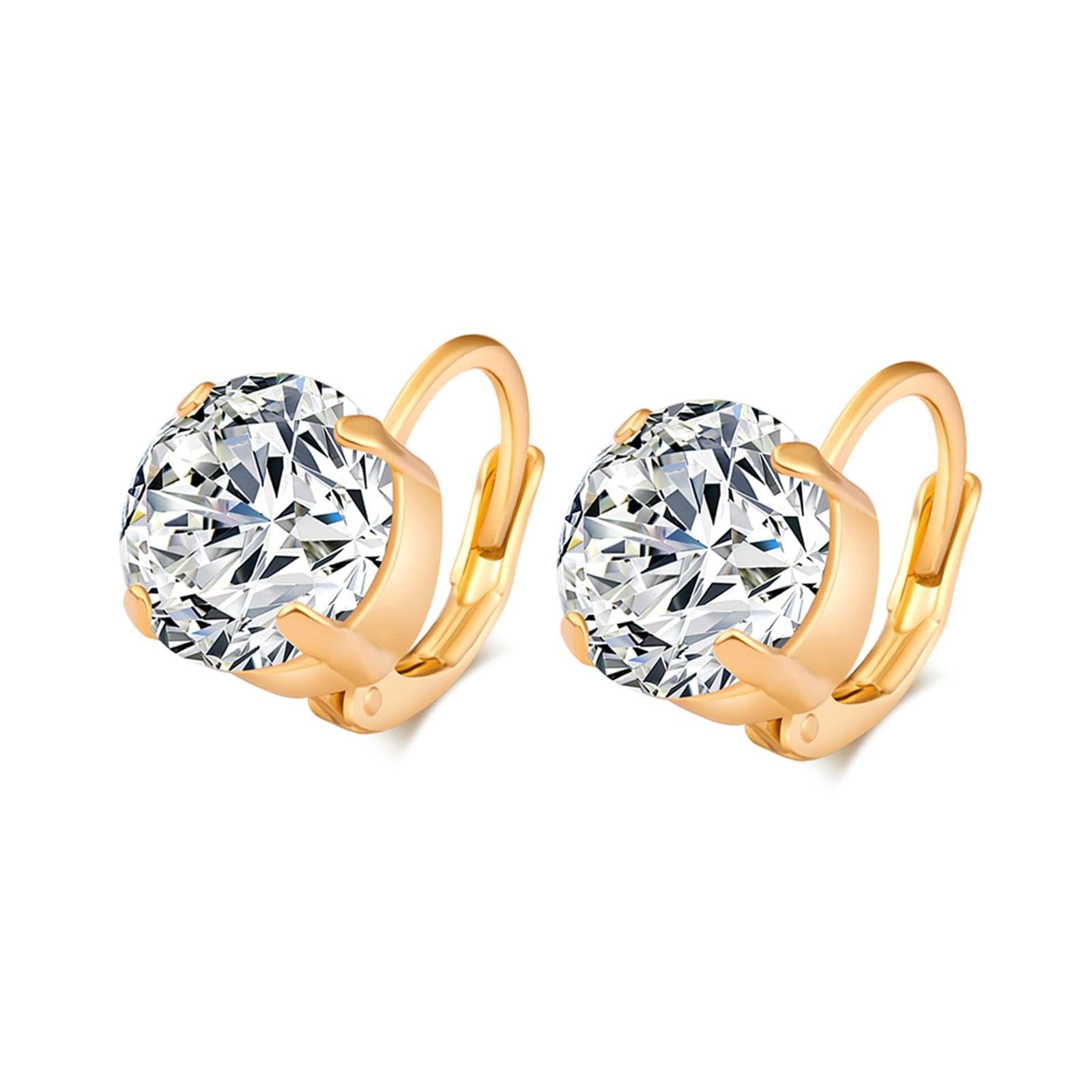 AMDXD Pendientes para mujer de oro amarillo 585 de 14 quilates, clásicos pendientes de aro con moissanita, oro de 14 quilates para mujer, pequeños y auténticos