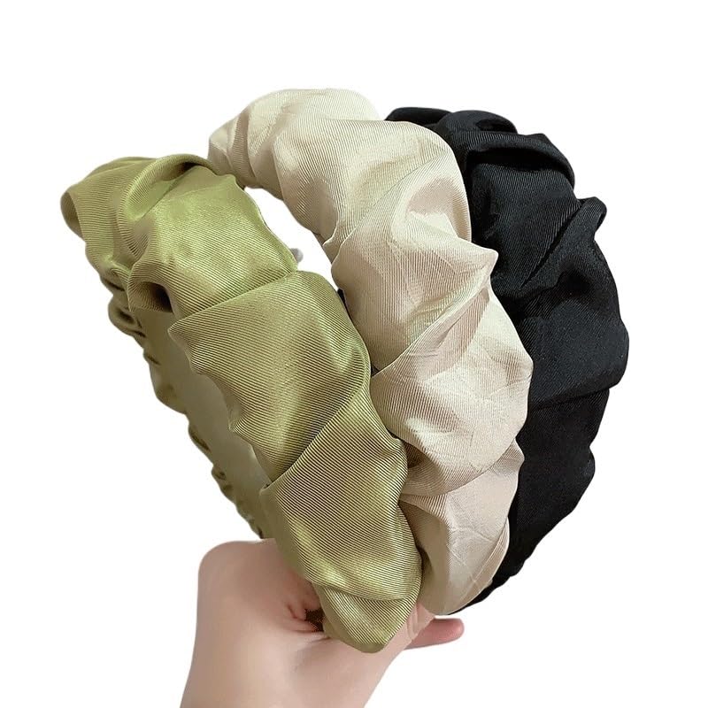 Vintage Pleated Thick Sponge High Cranial Top Headpiece Press Hairpin Wide Edge Headband