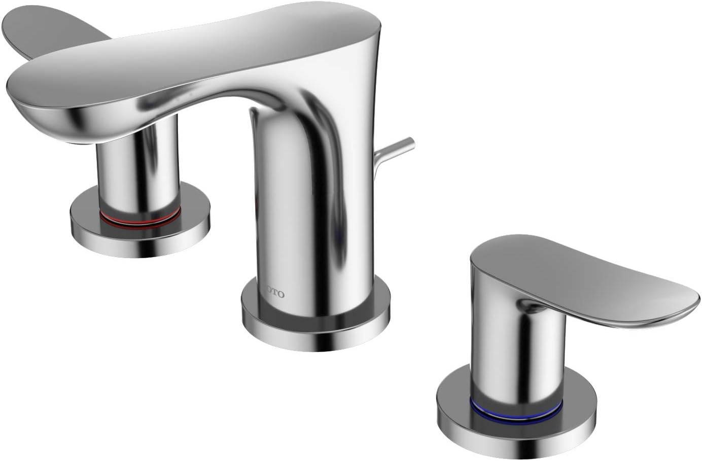 Polished Nickel Modern Widespread Bathroom Faucet with Drain Assembly