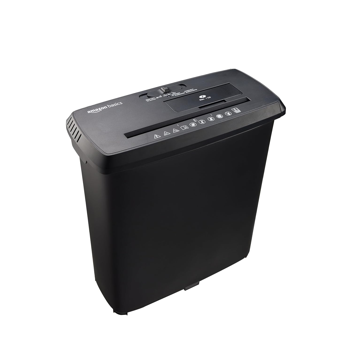 Amazon Basics Paper Shredder for Home and Office, 8-Sheet Strip Cut, CD/ Credit Card Shredder, 3.4 Gallon Wastebasket , Black