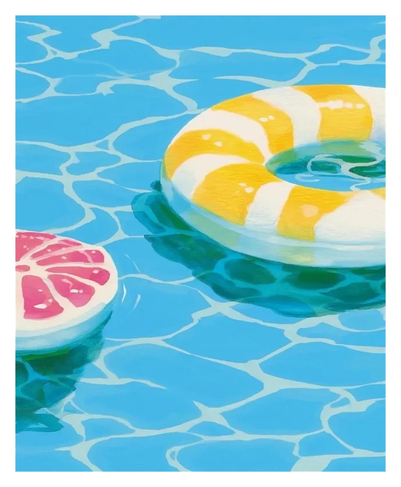 XENITE Wall Art Canvas Prints Colorful Pool Float Lifebuoy Palm Tree Painting Posters Canvas Printing Modern Wall Art Picture For Beach House Home Decor(N,50x70cm)