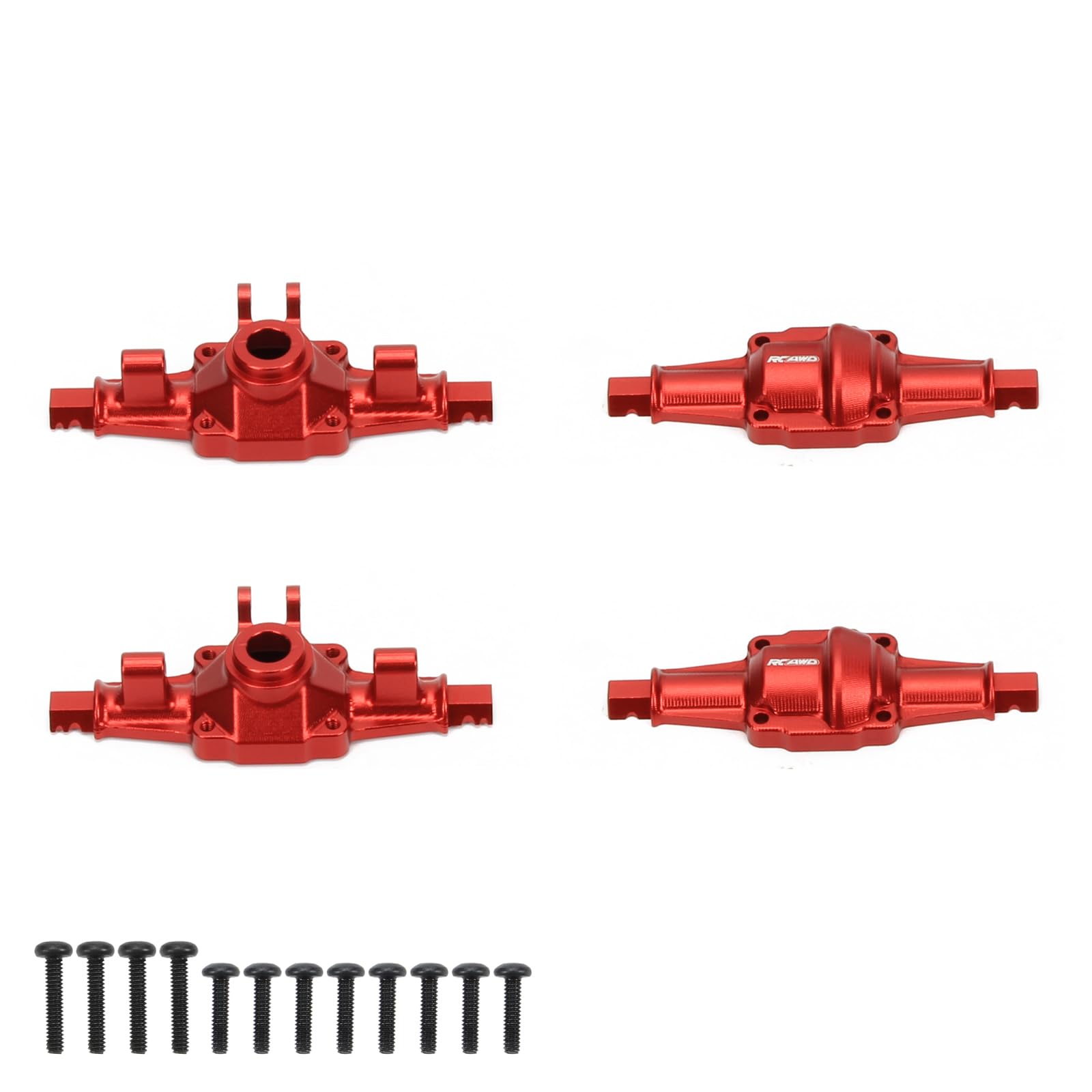 RCAWD Aluminum Alloy Front and Rear Axle Housings for 1/18 1/24 Scx24 FMS Fcx18 Fcx24 Rc Crawler Car Upgrade Parts red