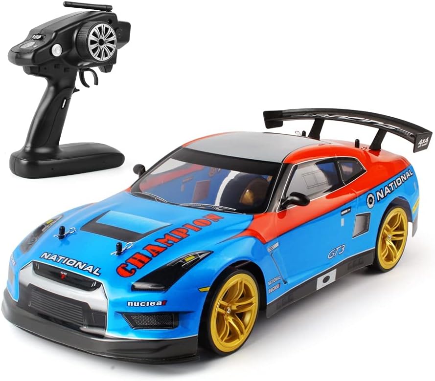 Nsddm 70KM/H high Speed Drift 1/10 Ratio Remote Control Car,2.4Ghz with Two Batteries RC Vehicle,4WD Off-Road RC Rally Car,Adult RTR Race Cars, (Color : Yellow)