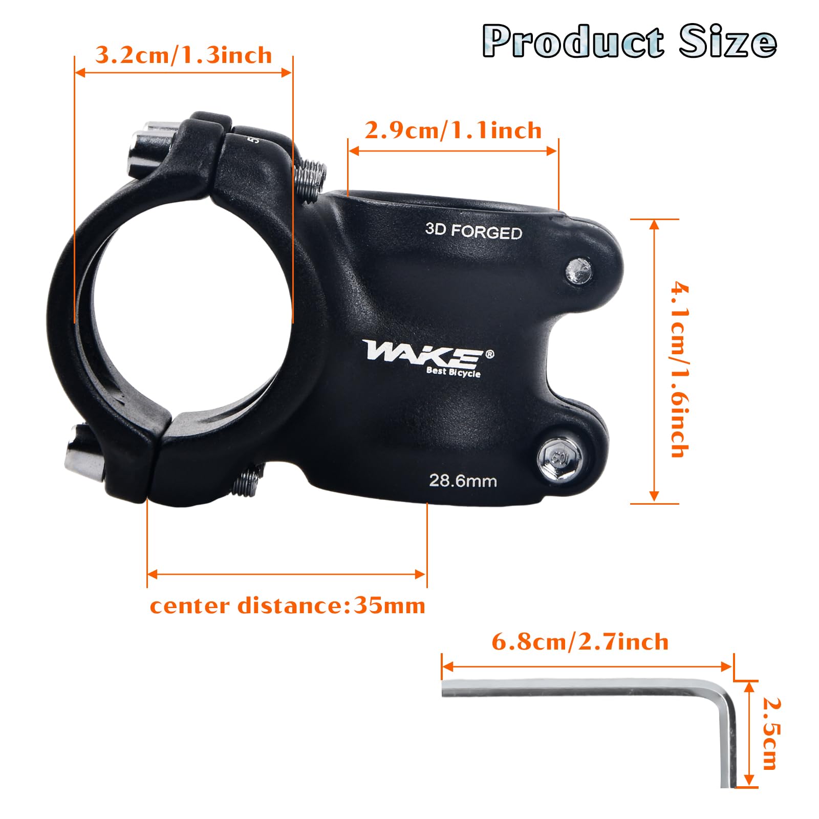 Potence de Vélo 31,8mm, 7 Degrés Potence de Vélo Réglable en Alliage Aluminium, Potences Courte pour Guidon,Potence VTT Tige de Guidon avec Clé Hexagonale pour Vélo de Route Montagne