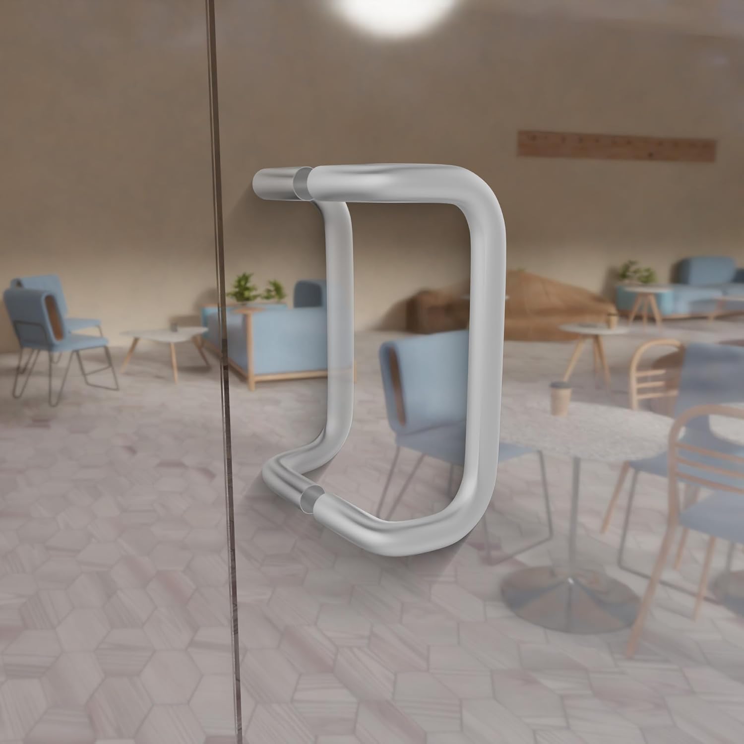 BRIXWELL Offset Pull Handles Back-to-Back, Aluminum Material, Clear Anodized Finish, 9" Length, 8" Center-to-Center, 3-1/4" Projection, 2-1/4" Offset, Includes Mounting Hardware