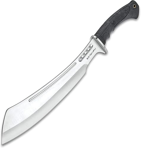 HONSHU Boshin Parang con funda de cinturón de cuero, hoja de acero inoxidable 7Cr13, agujeros pasantes para reducir el peso, mango de TPR moldeado y