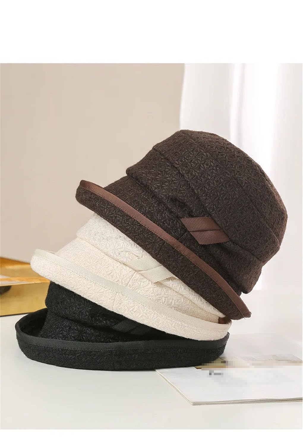 SaoBiiu Cappello da donna invernale a secchiello per madre all'aperto spesso caldo lana cloche cappello donna elegante Fedoras
