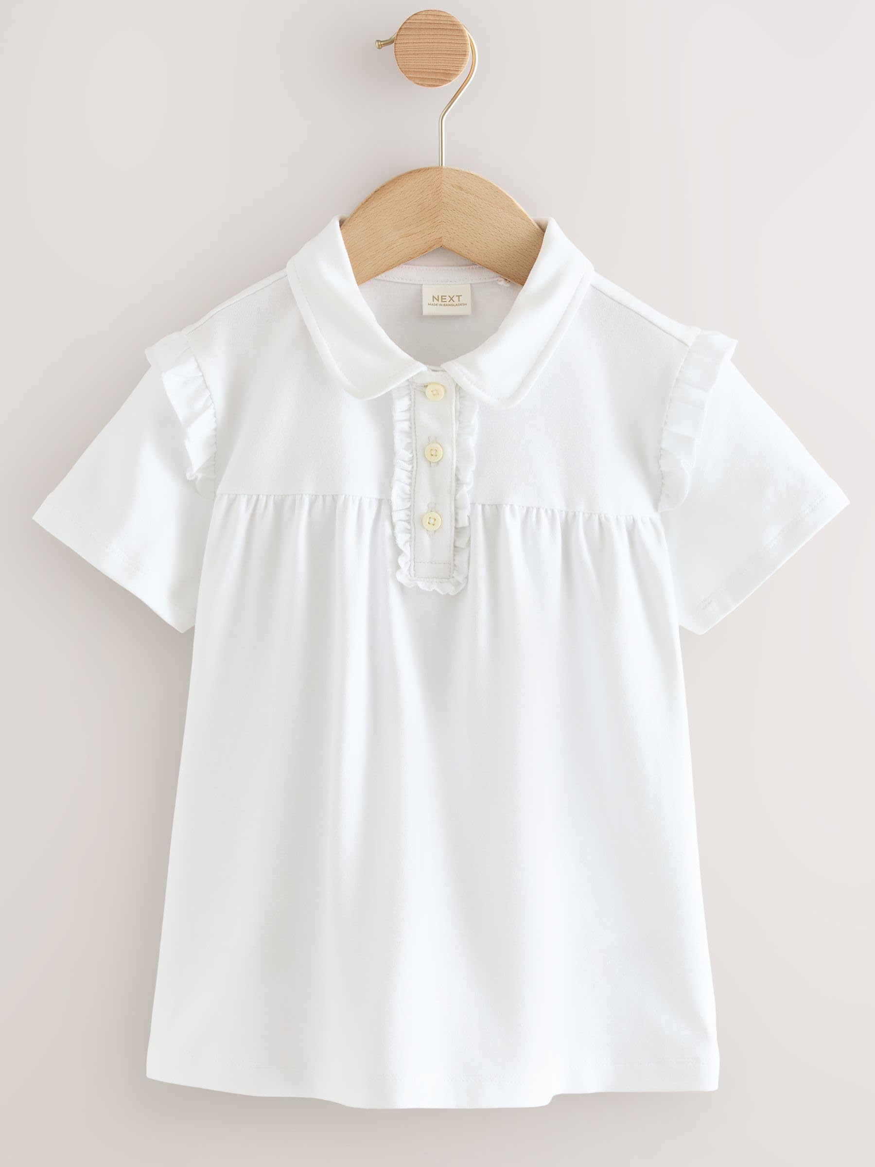 NEXT Fille Polo d’école en Coton Stretch avec Volants aux épaules, Lot de 2