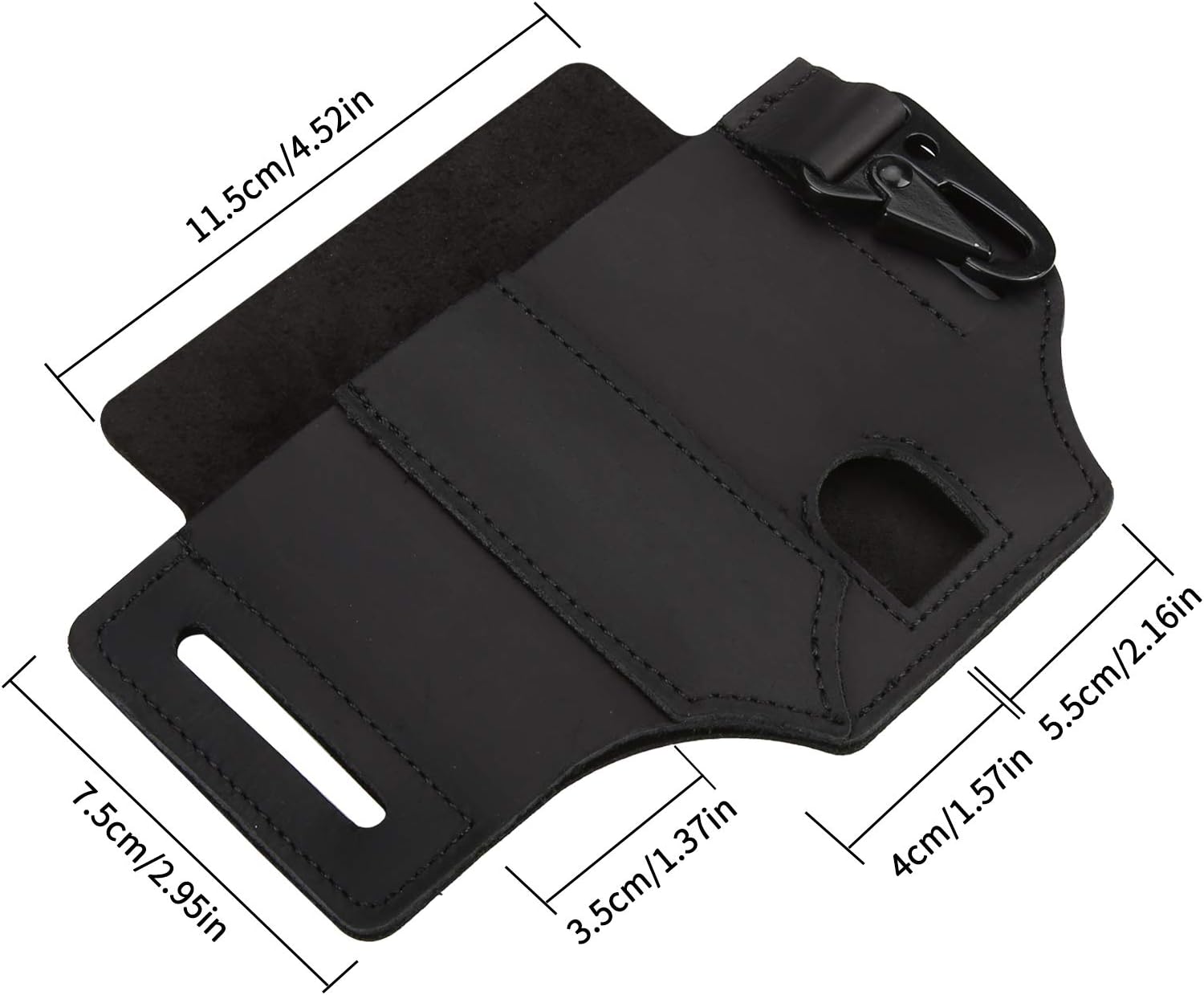 Black Friday - 50% OFF ZEAVAN EDC Leather Sheath for Belt, Leather Sheath Pocket Organizer for Men with Pen Holder, Key Fob, Flashlight Sheath Pouch Light Brown