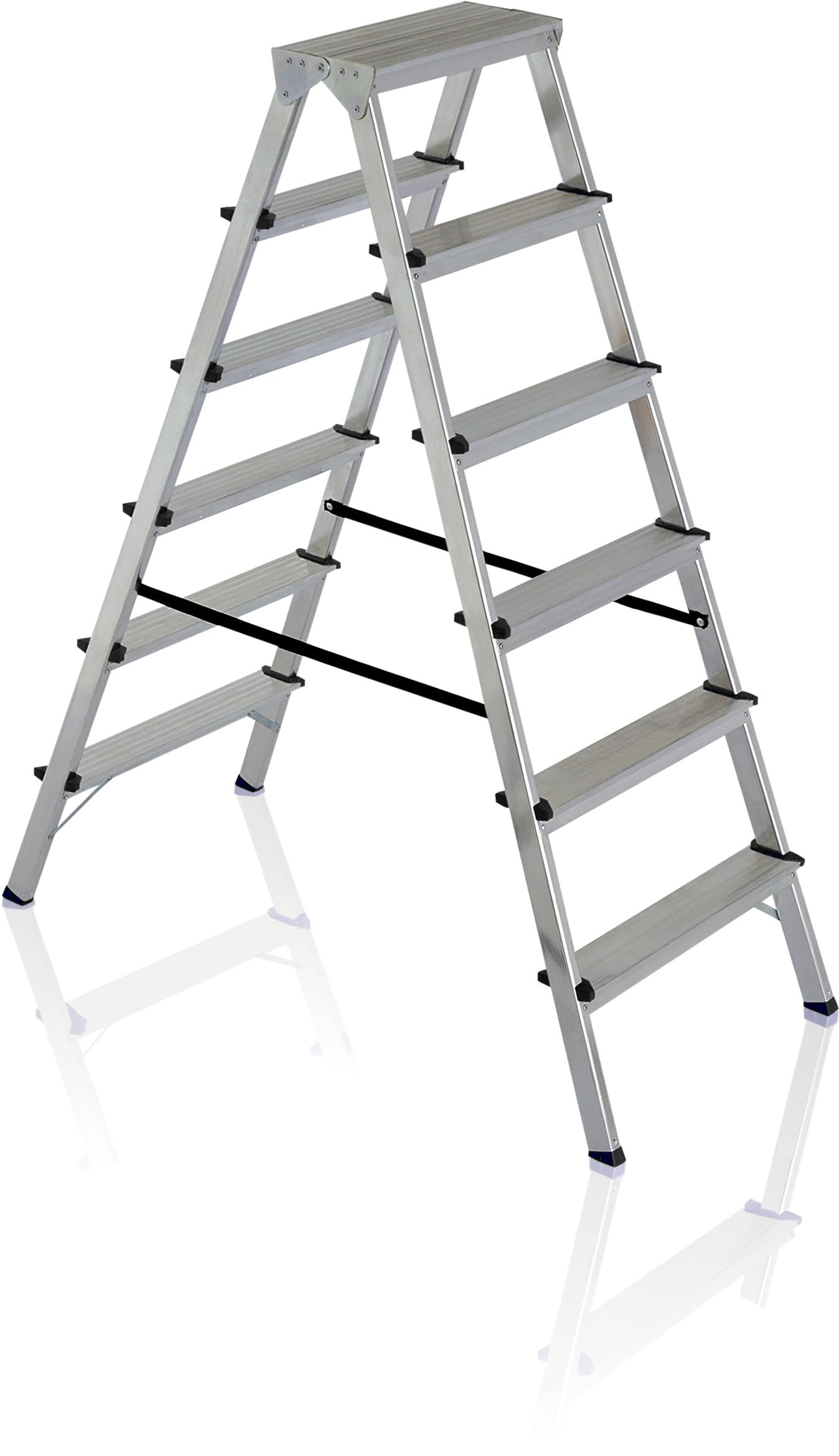 Fortena Haushaltsleiter Doppelleiter 2x6 Stufen Aluminium 120 kg Belastung