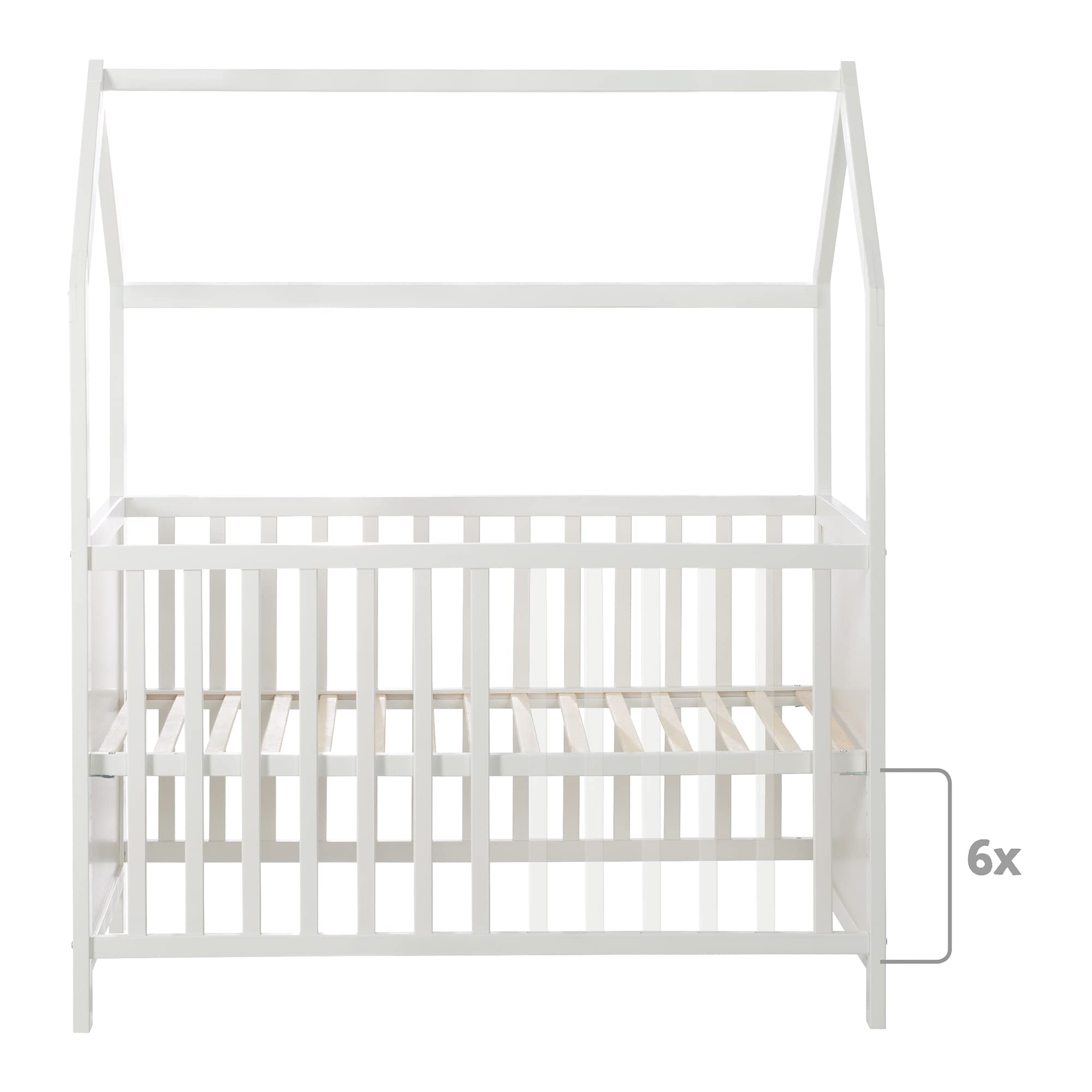 roba Lit Bébé Cabane 60x120 cm avec Plan et Matelas à Langer - Convertible et Réglable en Hauteur - Blanc