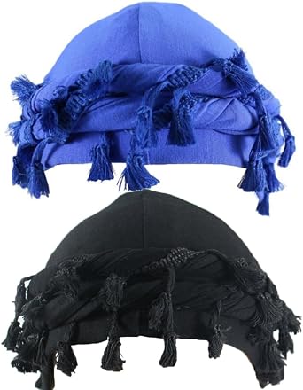 2pcs Turban for Men Women Satin Lined Durag Head Wrap Vintage Modal Twist Halo Turban with Tassel