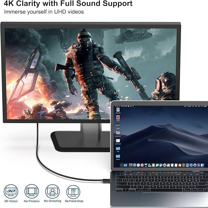 Image of C & E Type-C to HDMI Cable (4K UHD) - USB-C to HDMI Adapter for High-Resolution Video & Audio Streaming on TVs, Monitors, and Projectors