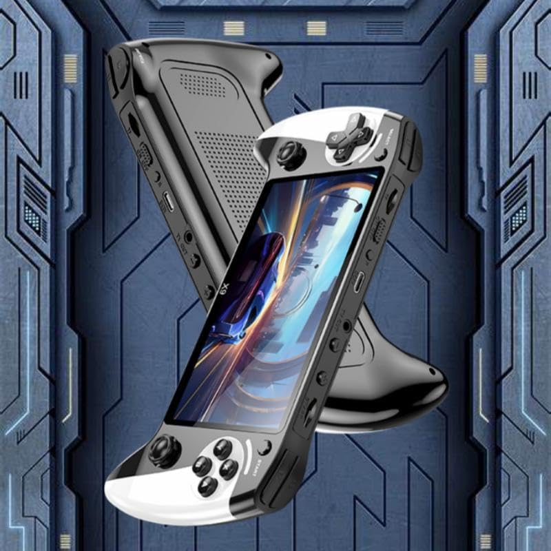 വശം view of the Saker X9 Retro Handheld Game Console, showing ports and buttons.