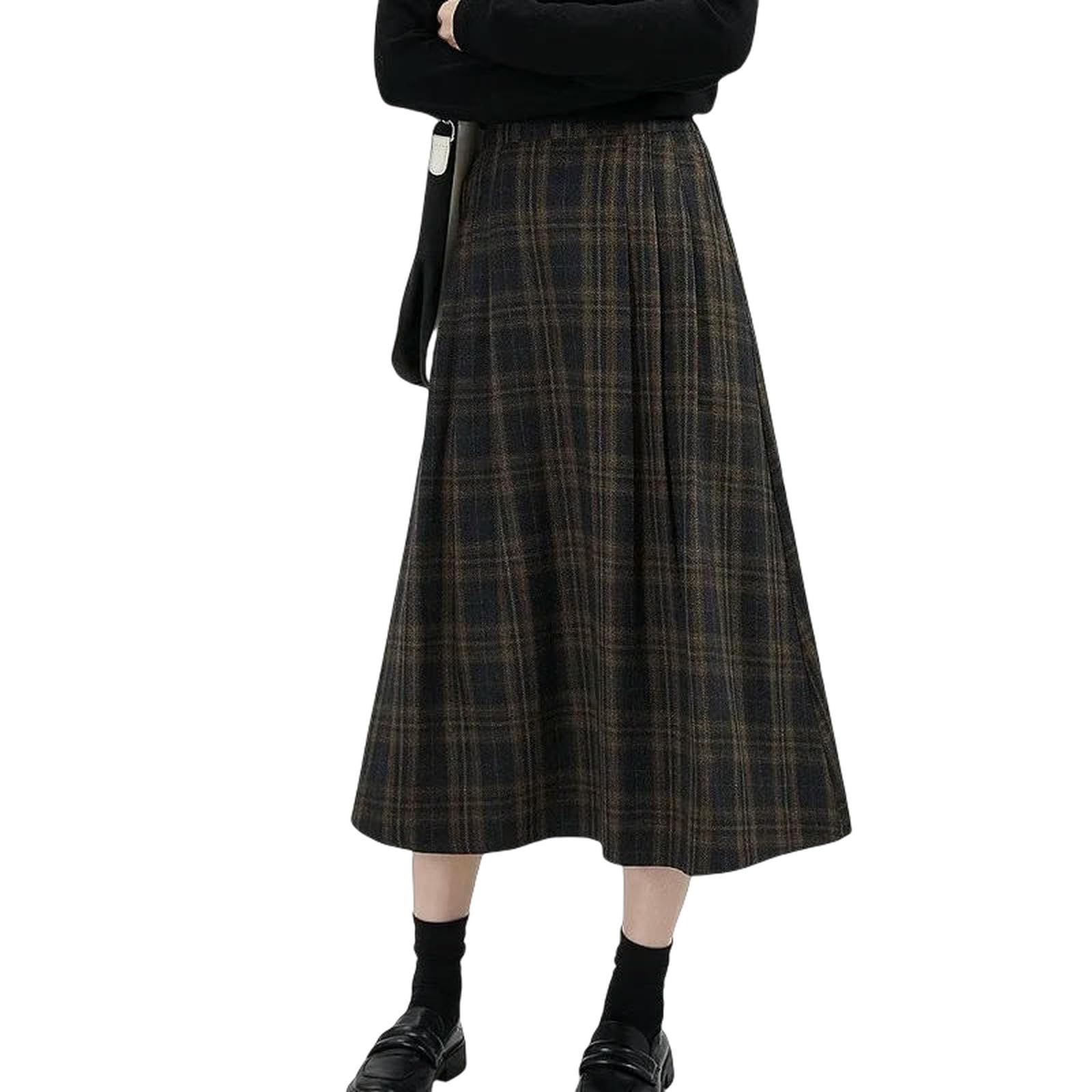 Gonna Lunga Scozzese Pendolare Temperamento Autunnale Femminile Giovanile Moda Popolare Casual Francese retrò Dimagrante A Trapezio Tendenza-y2k-9617-m