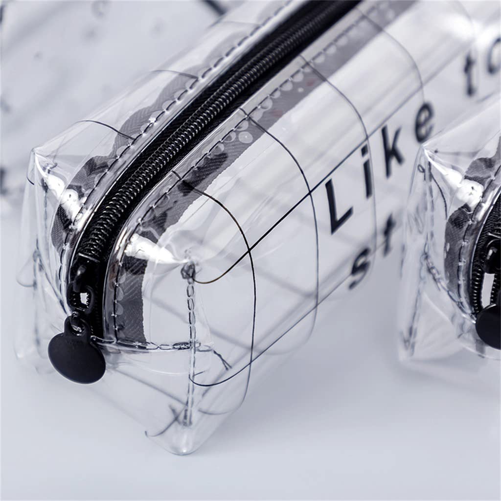 Cancelleria: astuccio portamatite ottagonale lettera trasparente cartone animato kawaii - astuccio argento