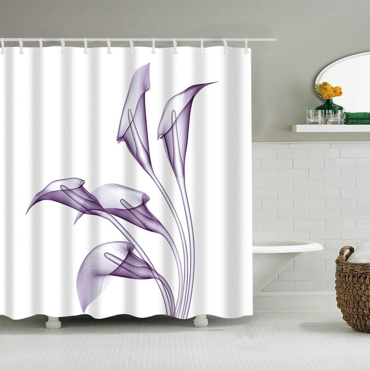 LPUKOI Shower Curtain Abstract Purple Flower Shower Curtains Quick Dry Shower Curtain Bathroom Shower Curtain Washable Bath Curtain Wet Room-120x180cm