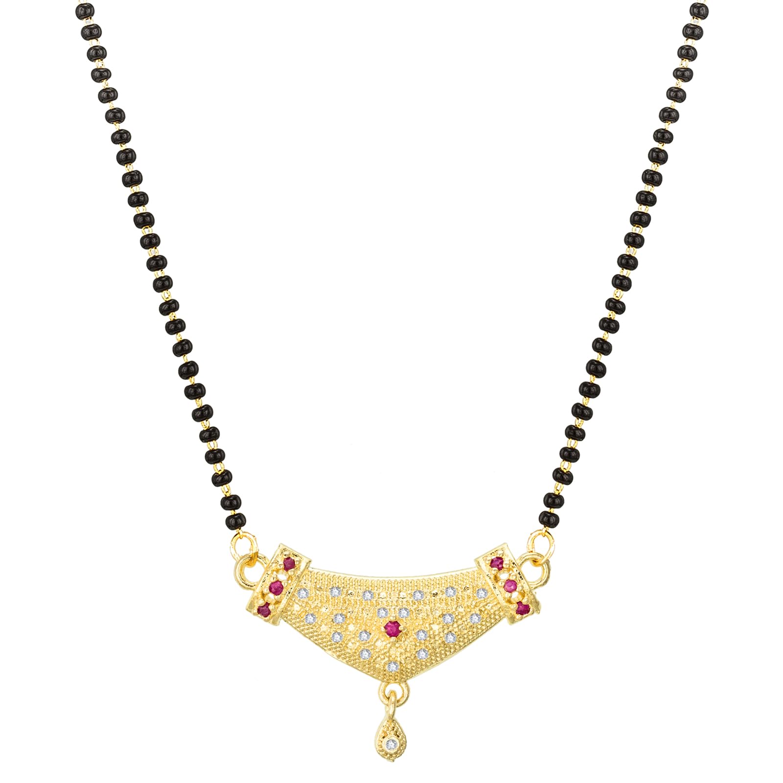 Aadita Woman Gold Plated Black Beaded and White Stone Studded Mangalsutra For Women - MS2913-image-36