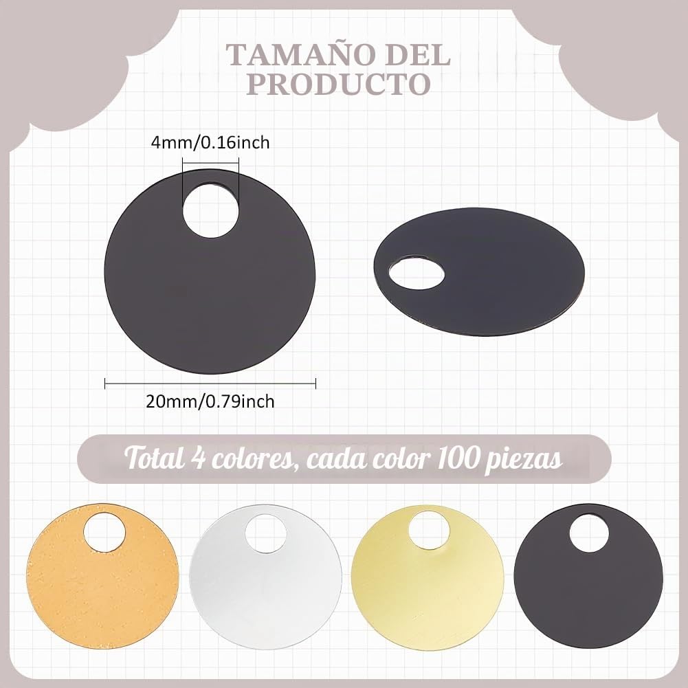 PH PandaHall 400 unidades de lentejuelas redondas planas de 20 mm, 4 colores, grandes lentejuelas iridiscentes, lentejuelas sueltas iridiscentes, círculos, puntos para manualidades, artes, joyería