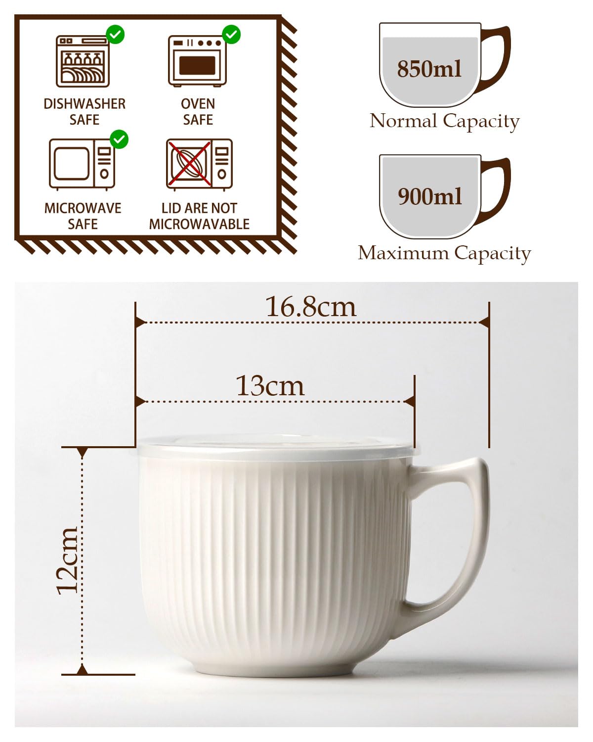 NUTRIUPS Soepkommen met handgrepen, 900 ml magnetron soepkom met deksel NUTRIUPS Soepkommen met handgrepen, 900 ml magnetron soepkom met deksel