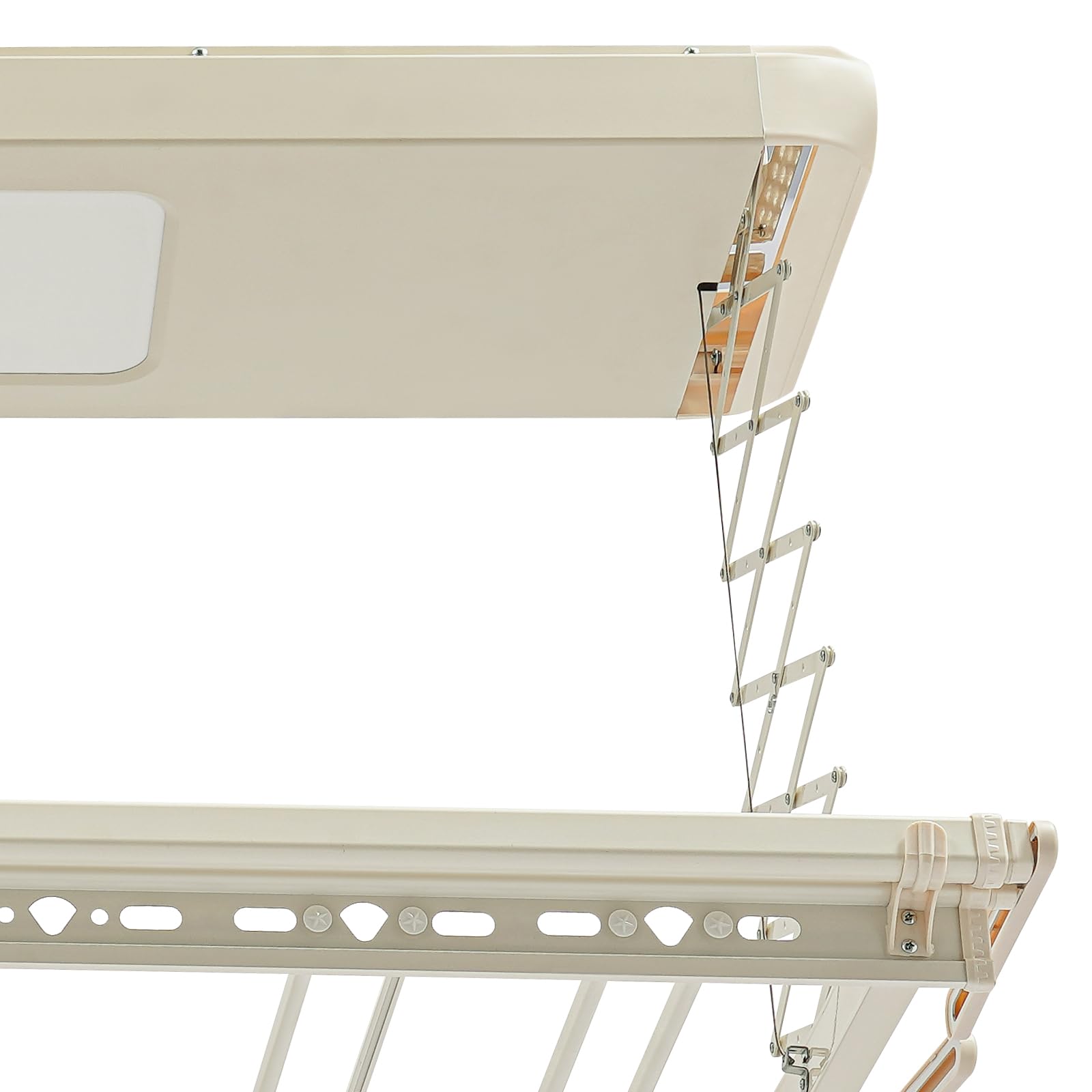 Stendibiancheria da Soffitto di Carico di 35 kg, Lunghezza 130-215 cm, Stendibiancheria da soffitto riscaldantecon telecomando e illuminazione, Stendino con Design Salvaspazio (altezza 110 cm)
