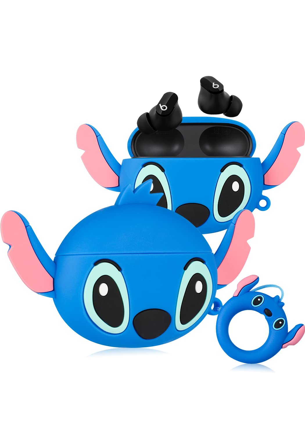 Jowhep Case for Beats Studio Buds Cartoon 3D Design Cute Silicone Cover Fashion Kawaii Funny Cool Fun Unique Wireless Powerbeats Cases for Beats Earbuds Headphones for Girls Boys Teen Blue Ear