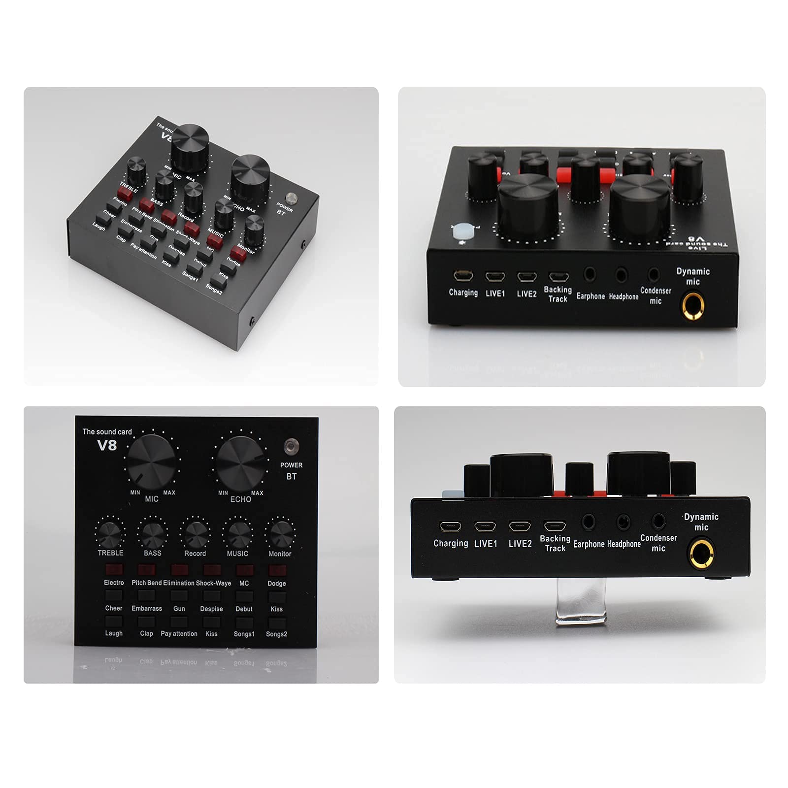 SGSG Bundle Microfono a condensatore Multifunzione BM-800 Scheda Audio Live Kit Microfono V8 Supporto Antiurto in Metallo e Supporto per Microfono Regolabile Utilizzato per la Registrazione Music